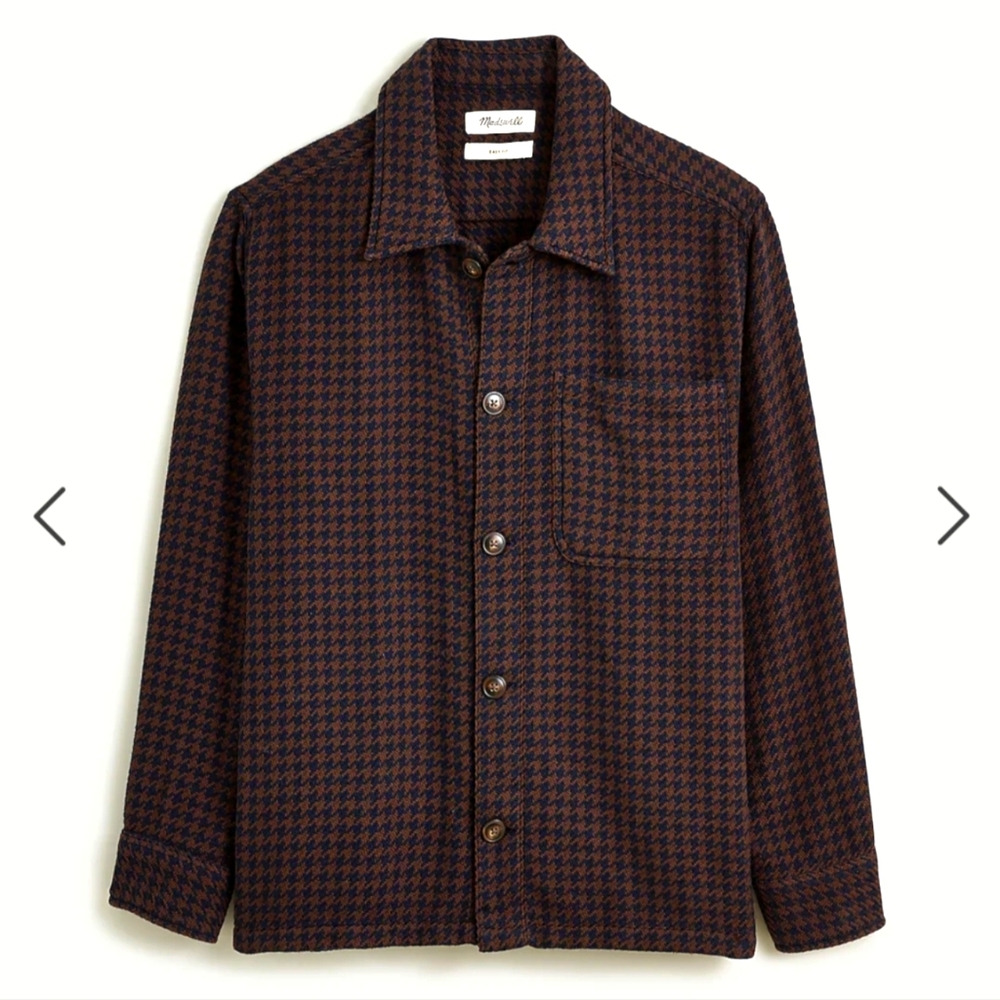 NWT Madewell Men's Boxy Houndstooth Shirt-Jacket